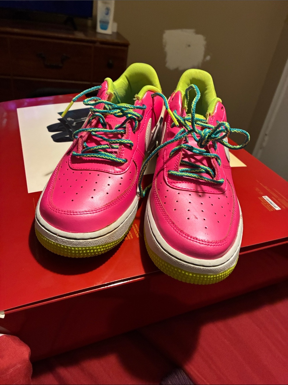 Pink and neon Air Force 1